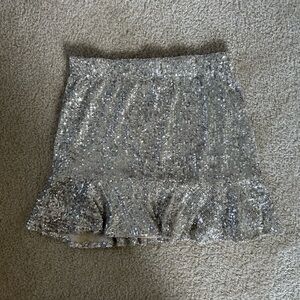 BB Dakota Sequin Glamour Ruffle Mini Skirt (Small)